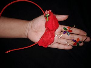 Red Combo Of Headband And Cutie Earrings