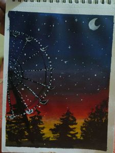 Ferris Wheel Night Painting