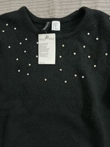 H&amp;M Black Knit Short Sleeve Top