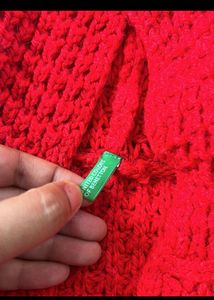 Red Benetton Hoodie Cardigan