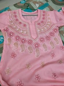 Peach Embroidery Kurta