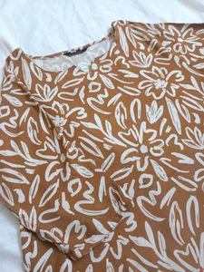 Floral Print Brown Top
