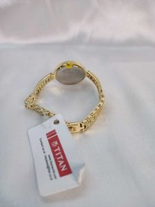 Titan Quartz Analog Golden Dial Metal Strap Watch