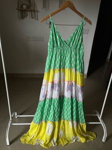 Place DU SOLEIL Bright Pastel Tiered Maxi Dress