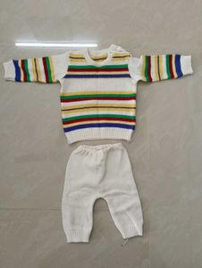 Babyhug Full Sleeves Striped Sweater &amp; Pajama Set