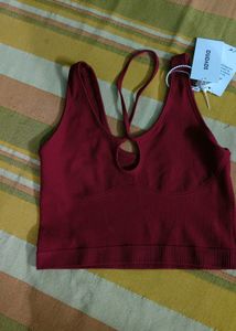 Savana Maroon Cutout Crop Top