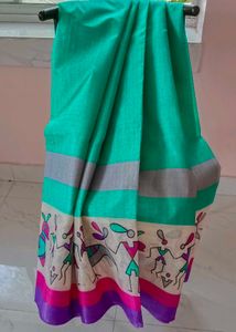 Raw Silk Green Printed Saree