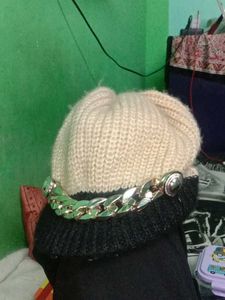 Stylish Beanie with Chain Detail