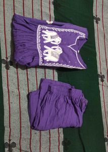 Purple Elephant Print Kurta