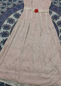 Long Satin And Net Gown