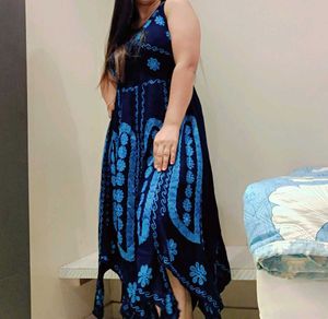 Boho Chic Blue Floral Dress