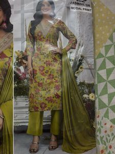 Green Kurta Set Chunni Pant Included