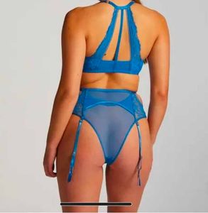 Blue Lace Panty / Briefs With Garter Strings