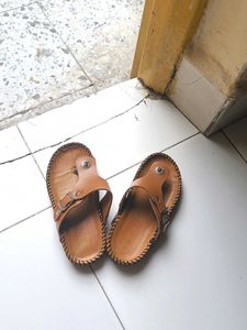 Brown Leather Chappals For 4-6 Years Boy