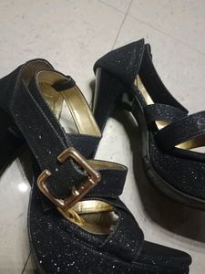 Black Glitter Pencil Heel