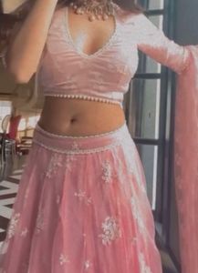 Pink Floral Embroidered Lehenga Set