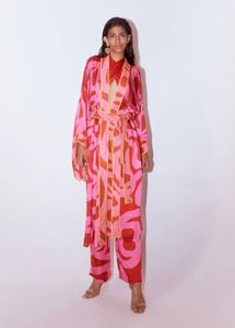 Studio Rigu Pink & Red Patterned Kimono Dress