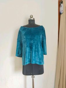 Plus Size Teal Velvet Top