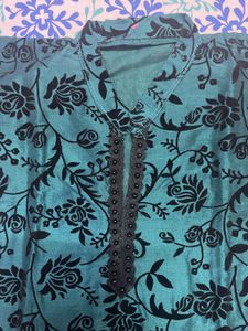 Green Top With Black Print For Women