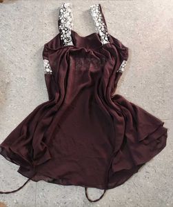 purple mesh slip dress