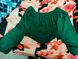 Chic Green Long Sleeve Crop Top