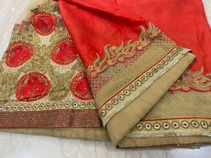 Gorgeous Red Golden Saree -Net Work