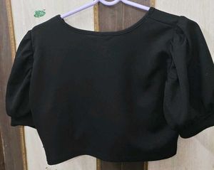 Black Puff Sleeve Top