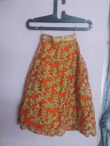 Orange Beautiful Lehenga Choli Set With Duppata