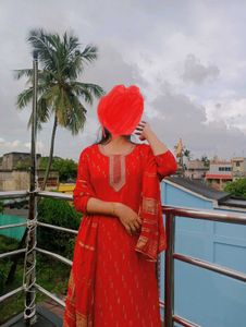 Red Printed Kurta Set♥️👽