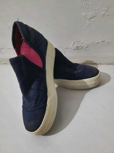 Navy Quilted Slip-On Sneakers