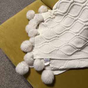 Artelier Cable Knit Chenille Throw Blanket Ivory F