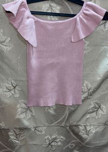 Pink Cut Sleeve Top