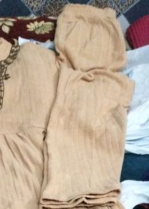Woolen Kurta With Pent Plazoo &amp; Shaal Readymade
