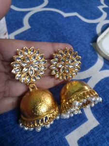 Gold Jhumka Earrings