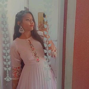 Blush Pink Embroidered Pleated Dress