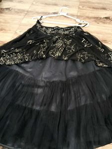 Sequin Embellished Black Skirt