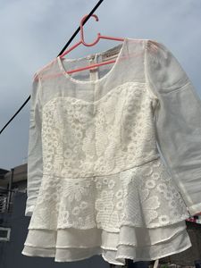 Lace Peplum Blouse - Size S