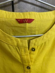 W - Yellow Linen Kurta