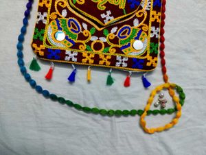 Handmade Krishna Embroidered Sling Bag