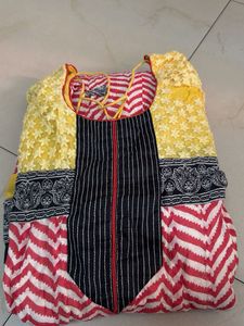 Red &amp; White Printed Kurta