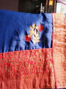 Elegant Blue Embroidered Saree with Blouse