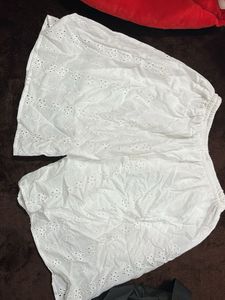 White Embroidered Shorts