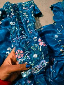 Teal Embroidered Ethnic Gown