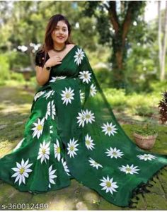 Floral Print Sunflower Saree