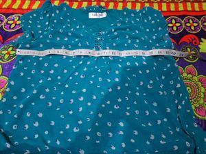 Aqua Polka Dot Flutter Sleeve Top