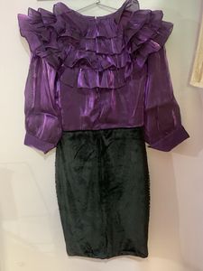 Purple Party Dress velvet  and organza material
