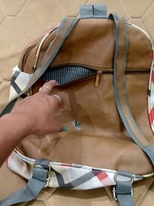 Plaid Backpack with Oval Detail