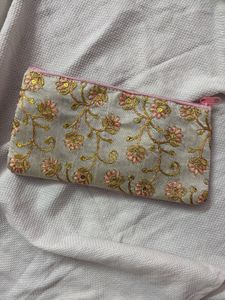 Floral Embroidered Pouch