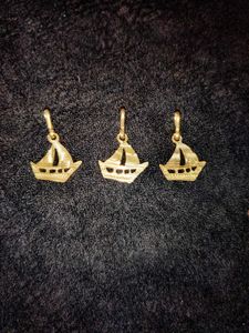 Gold Sailboat Charm Pendants (Set of 3)