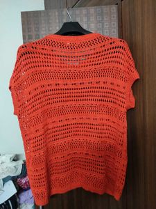 Orange Crochet Top Blouse